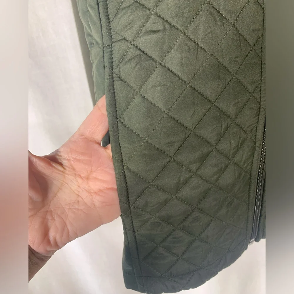 Linea By Louis Dell’Olio Olive Green Quilted women’s sweater Jacket Size 8 - Picture 4 of 9